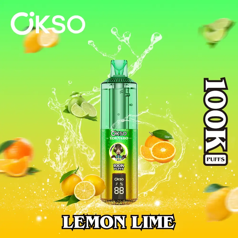 imgi 53 OKSO Tornado 100K Puff Disposable Vape with 0 5 Nicotine Lemon Lime Flavor 1 Vivivapes OKSO Tornado 100k puff e-cigarette featuring stylish RGB LED lighting effects in France