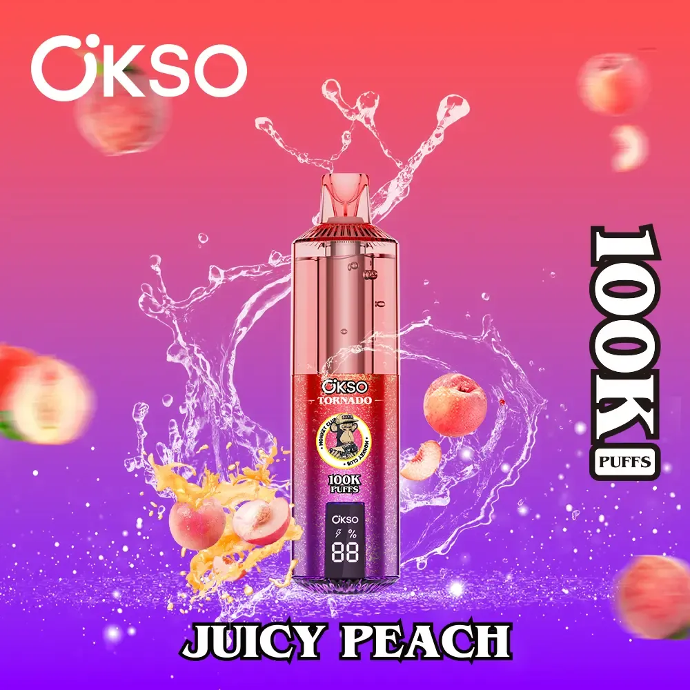 imgi 55 OKSO Tornado 100K Puff Disposable Vape with 0 5 Nicotine Juicy Peach Flavor Vivivapes Buy OKSO Tornado 100k Puffs Vape Online | Free Shipping EU