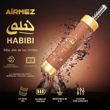 imgi 60 airmez habibi 120k shisha disposable vape main Vivivapes Airmez HABIBI 120K Puffs 3mg 5mg Low Nicotine Vape