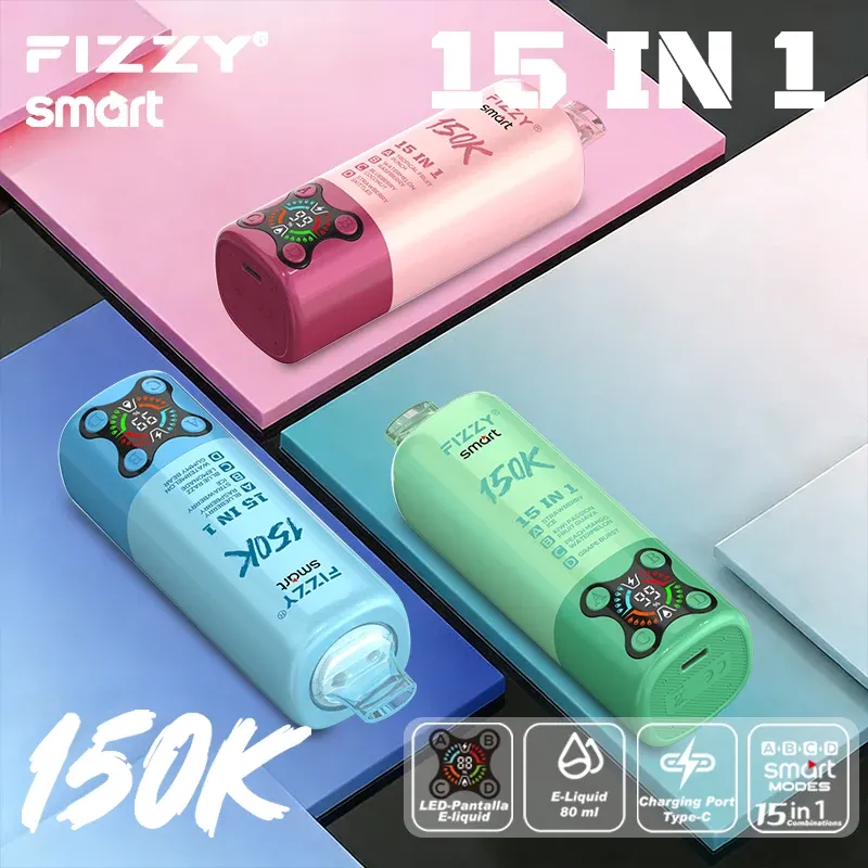 Fizzy Smart 150K Puffs Disposable Vape 15-in-1 Flavors & 80mL Prefilled Pod Kit (Mesh Coil)