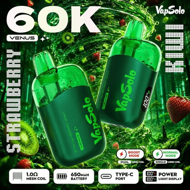 Close up of the digital power display screen on Vapsolo Venus 60000 vape device.