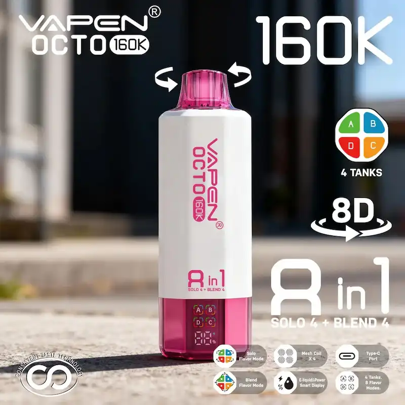 VAPEN OCTO 4 tanks A B C D disposable vape - 8 flavors in one device with quad mesh coil