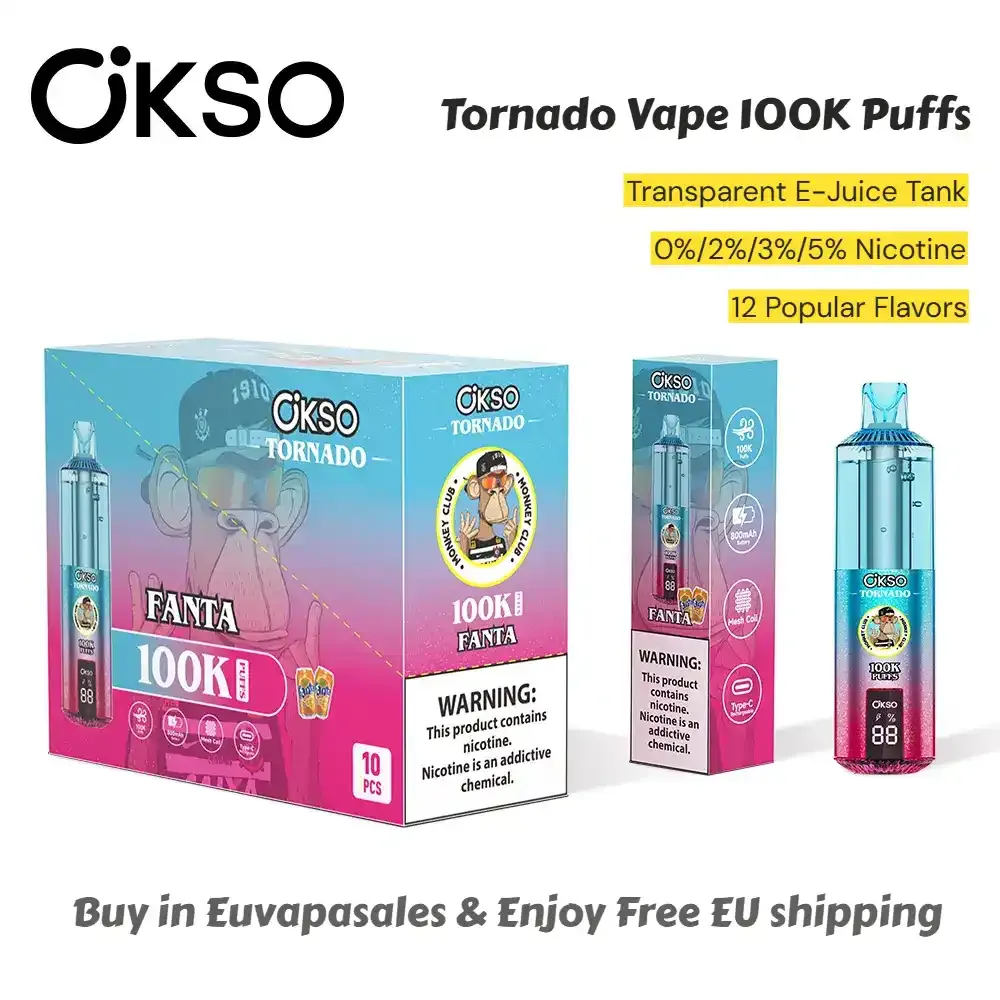 imgi 70 Euvapesales OKSO 100K Puffs Tornado Vape with Low Nicotine Nicotine Free Options Fanta Flavor Vivivapes Buy OKSO Tornado 100k Puffs Vape Online | Free Shipping EU