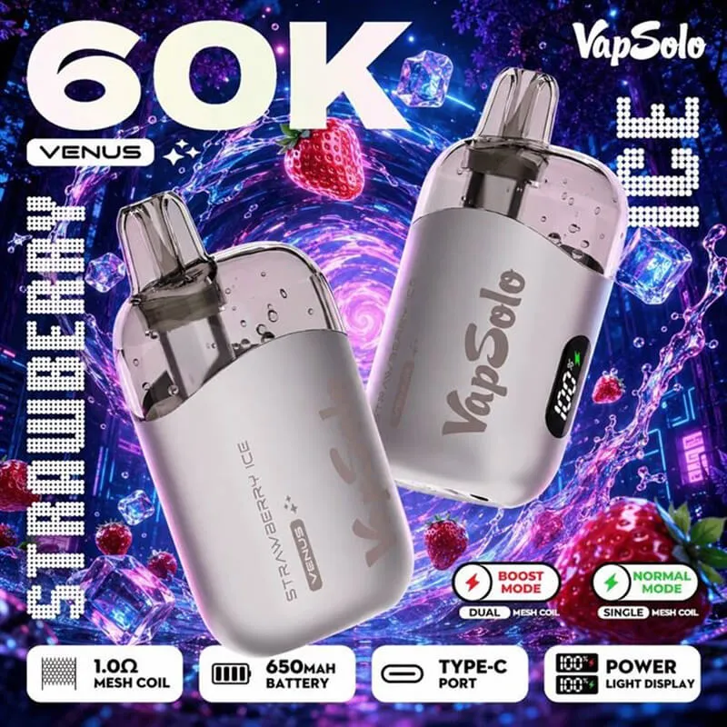 Bottom view of Vapsolo Venus 60000 showing Type-C rechargeable fast charge port.