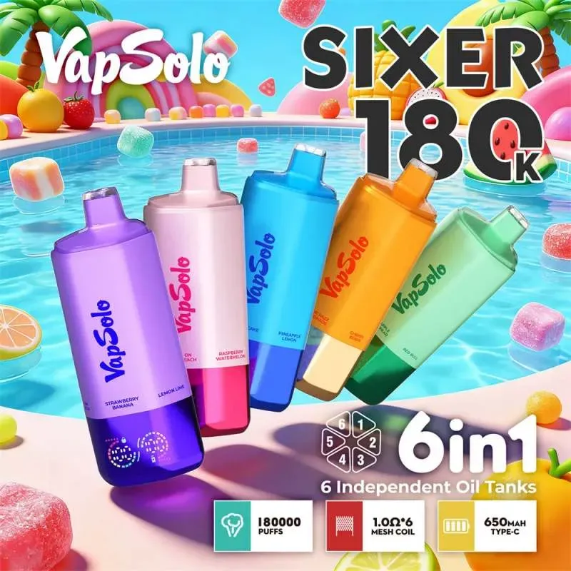 Vapsolo Sixer 180K 6 flavors in 1 vape – six pre-filled tanks