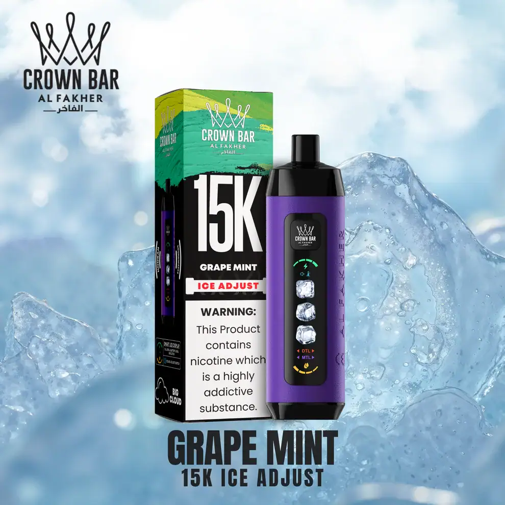 imgi 90 grapemint 1 Al Fakher Crown Bar 15k Adjustable Ice | 15000 Puff Disposable Vape 22ml to 30ml e-liquid