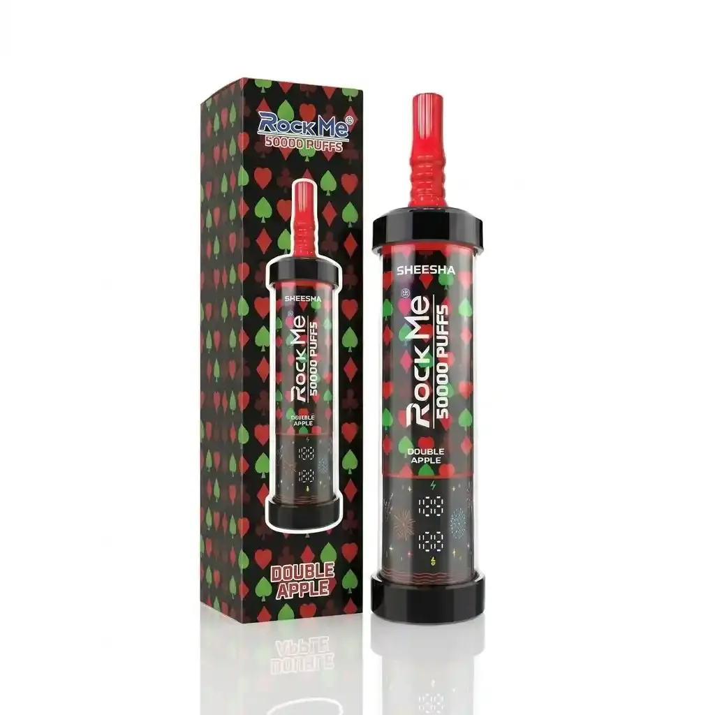 imgi 91 ROCKME DOUBLE APPLE 1 Vivivapes Close up of 3D curved screen on Vape Rock Me Shisha 50000 puffs device