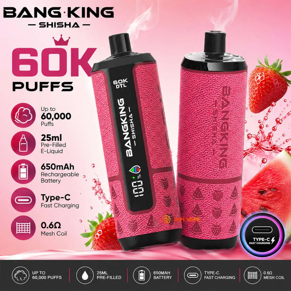 Bang King Shisha 60000 Puffs disposable vape wholesale main product shot
