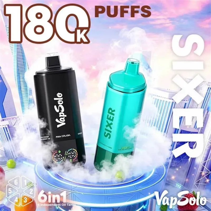 Vapsolo Sixer 180K 180000 puffs disposable vape battery display