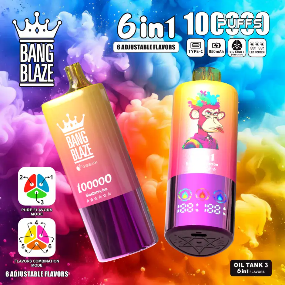 Bang Blaze 100000 puffs 100K disposable vape 6-in-1 flavor vape