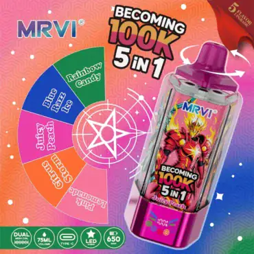 MRVI Becoming 100K Puff 100000 5 Flavors Electric Vape Pen | Private Mold Anti-Leak Design