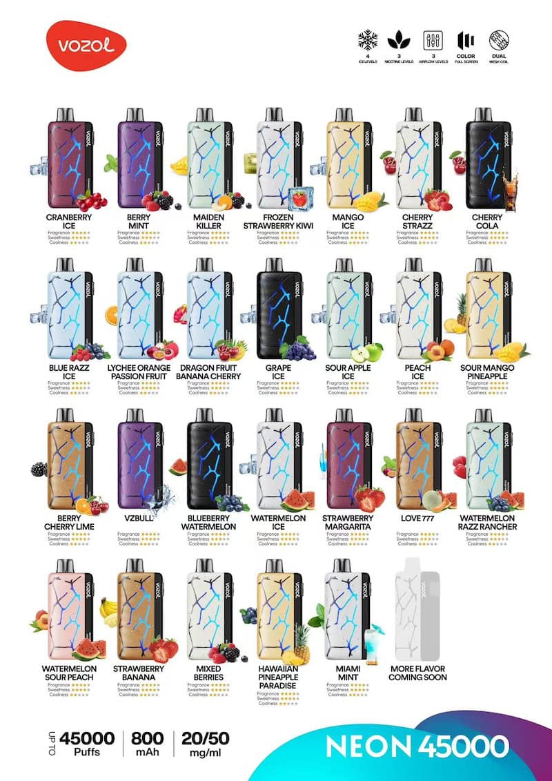 Vozol Neon 45k near me best disposable vape 2025
