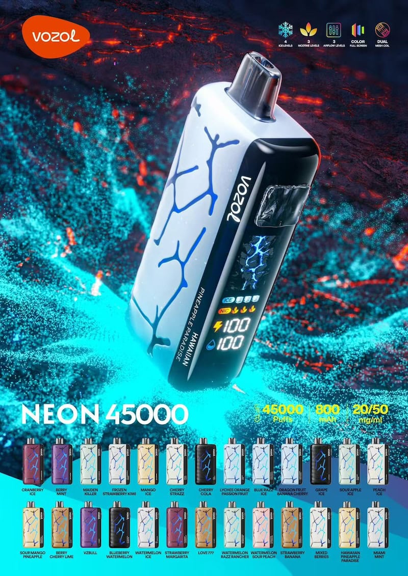 Vozol Neon 45k 50mg rechargeable disposable vape

