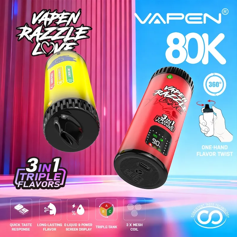VAPEN RAZZLE 80K 3in1 disposable vape device with smart screen for US vapers