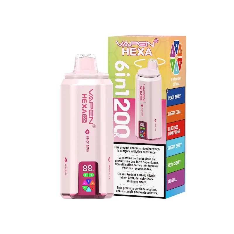 画板 2 4 Vivivapes Retail display box packaging for VAPEN HEXA 6IN1 200K Puffs disposable vape