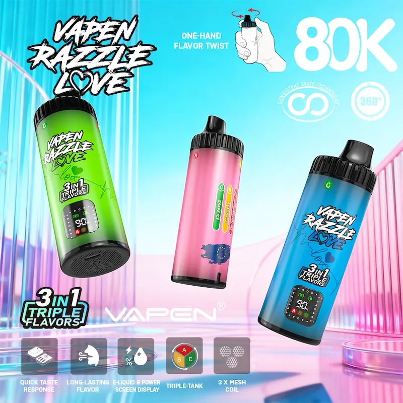 VAPEN RAZZLE 80K 3in1 vape packages displaying 2% and 5% nicotine options
