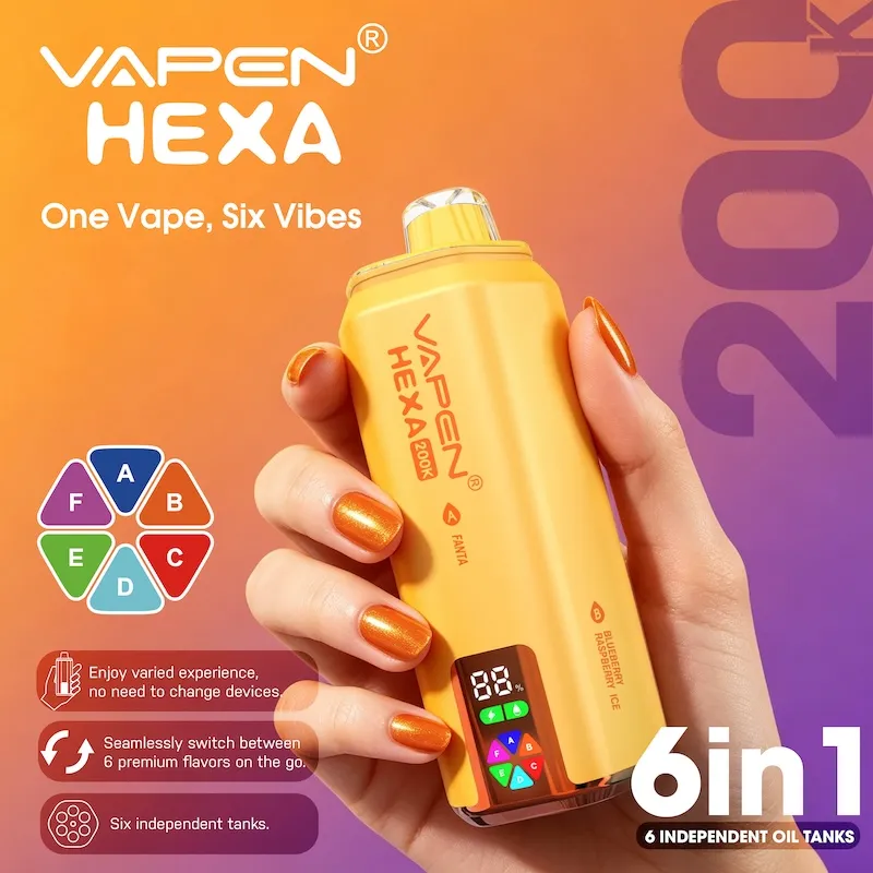 画板 34 Vivivapes VAPEN HEXA 6IN1 200K Puffs held in hand showing compact high puff size