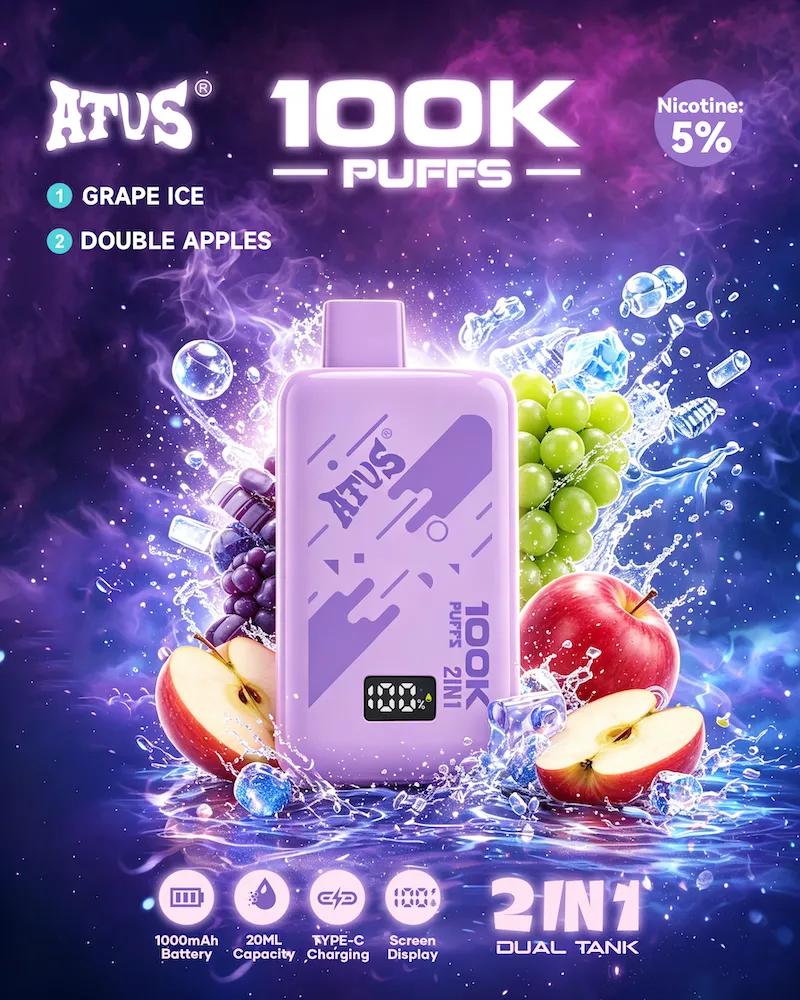 紫色 Vivivapes Ultra long lasting 100,000 puffs capacity ATVS 100K dual flavor e-cigarette