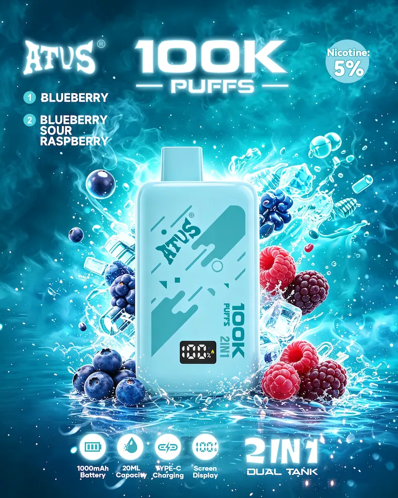 蓝色 Vivivapes Pre-filled 26ml e-liquid reservoir inside ATVS 100K 2in1 vape device